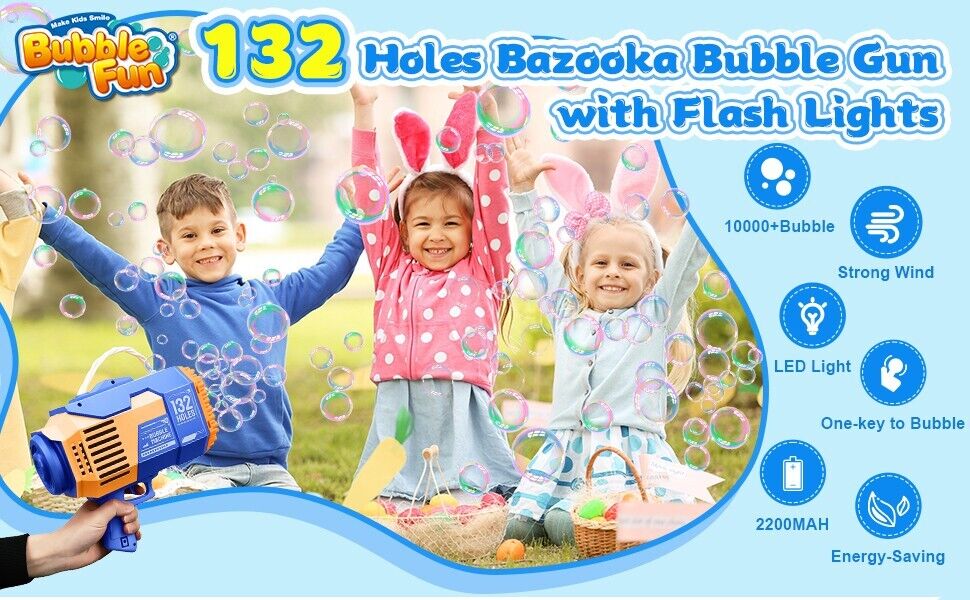 132Hole Magic Rocket Launcher Pink Bubble Gun Bubble Bazooka Bubble Machine Gift