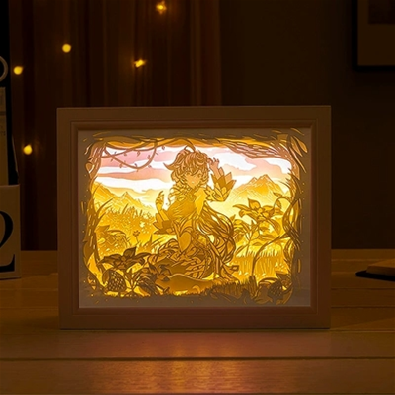 New Genshin Impact Hutao GanYu Paper Carving Lamp Touch Control Rechargeable