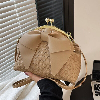 Handbag With Thick Bow Pleated Shoulder Clutch Purses Crossbody Bag 20*23*14 CM
