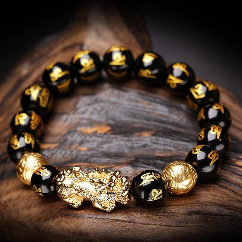 Feng Shui Pixiu Black Obsidian Wealth Bracelet Original 40%off