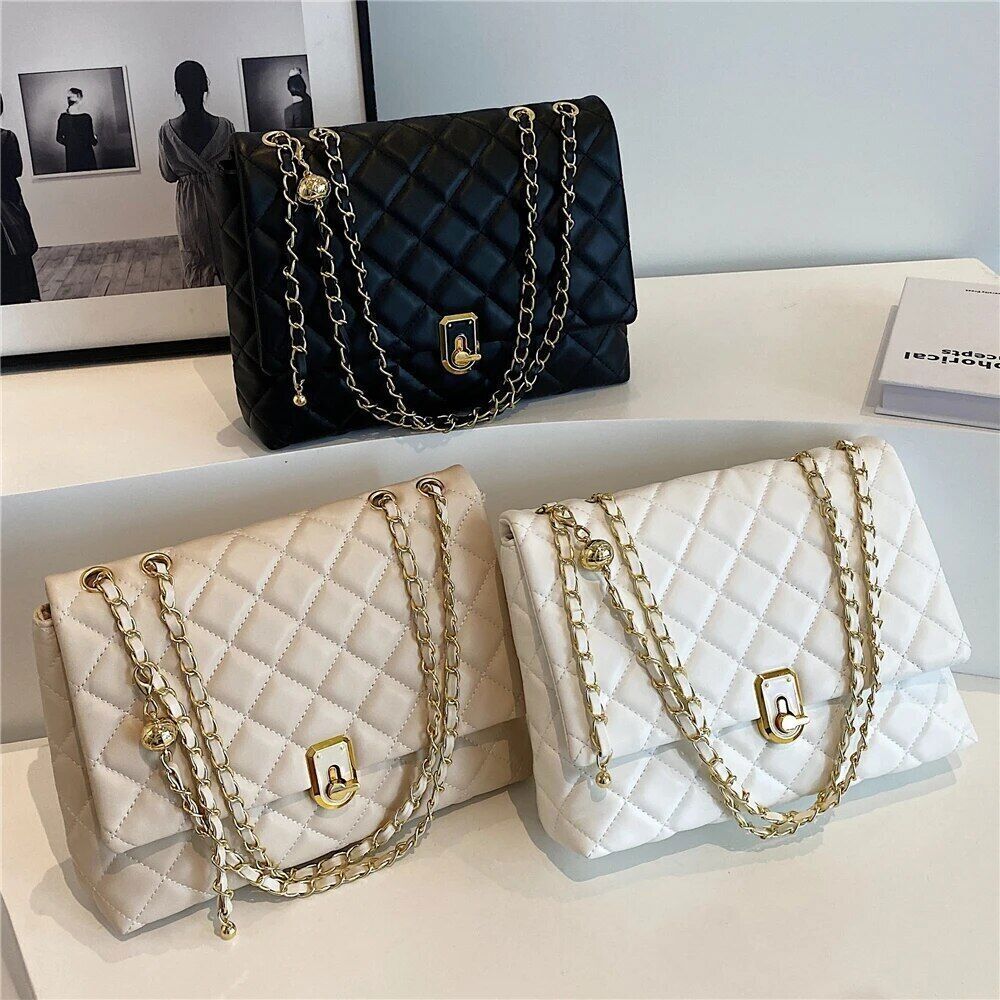Quilted Shoulder Bags Women 2023 Crossbody Bags PU Leather Ladies Handbags