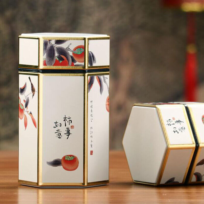 Chinese Vintage Floral Tea Tin Canister Jar Tinplate Tea Sealed Portable Tea Box