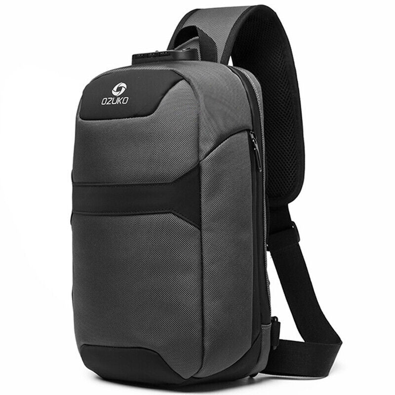 Men's Sling Backpack Oxford cloth Waterproof&Anti-theft Crossbody Bag USB Port