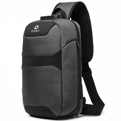Men's Sling Backpack Oxford cloth Waterproof&Anti-theft Crossbody Bag USB Port