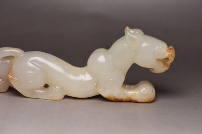 Chinese Hetian Jade Hand Carved Beast Statue Collection Exquisite Figurines Art