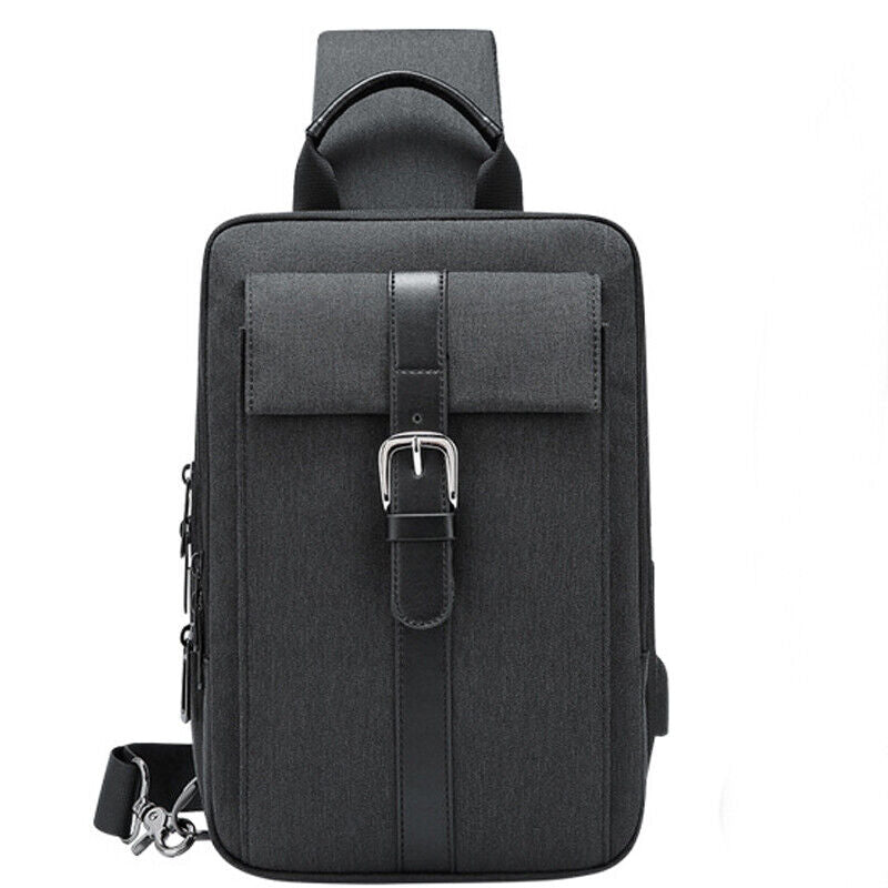 Men's Sling Backpack Oxford cloth Waterproof Crossbody Bag USB Port Sport Bags