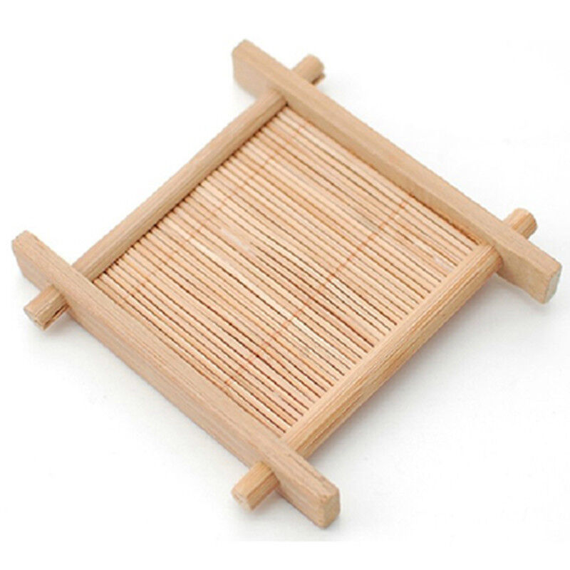 100% Bamboo Wood Trays For Tea Trays 7cm*7cm Creative Word Jing Concave Cup Mat