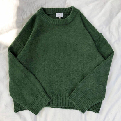 Oversized Green Sweater Warm Cute Pullovers Autumn Spring 2023
