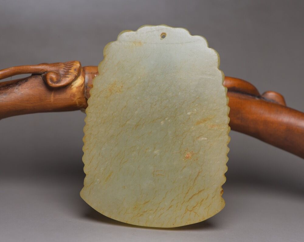 Chinese Natural Hetian Jade Carving Dragon Kuan Yin Statue Lucky Pendant Amulets