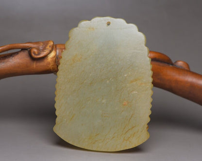 Chinese Natural Hetian Jade Carving Dragon Kuan Yin Statue Lucky Pendant Amulets