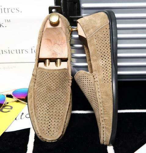 Leather Driving Mens Summer breathable Hollow Out Loafer Slip On Casual Shoes @