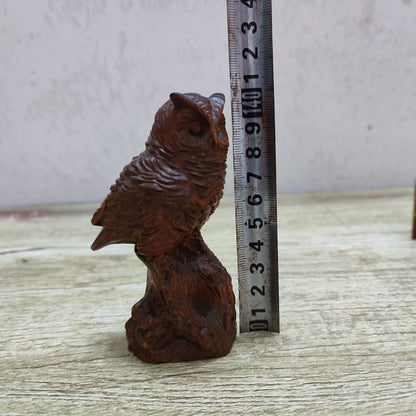 vintage chinese carved wood wooden owl figurine statue Boxwood pet gift souvenir