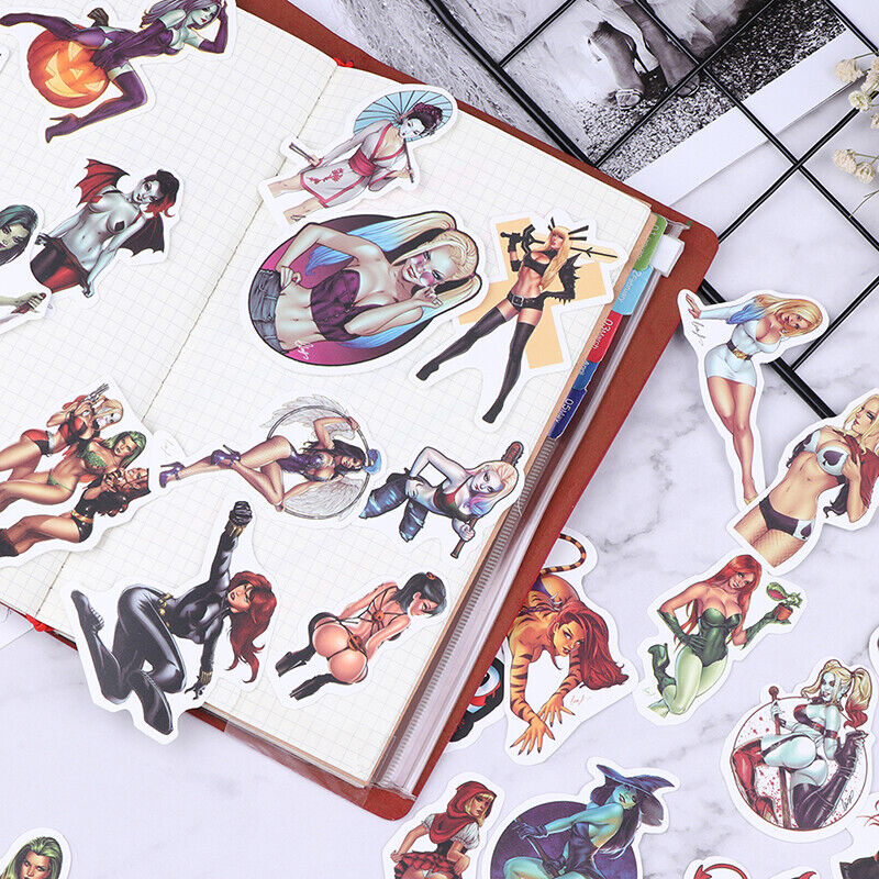 50Pcs/bag Pvc Waterproof Sexy beauty Girls Stickers For Skateboard Luggage DY-ca