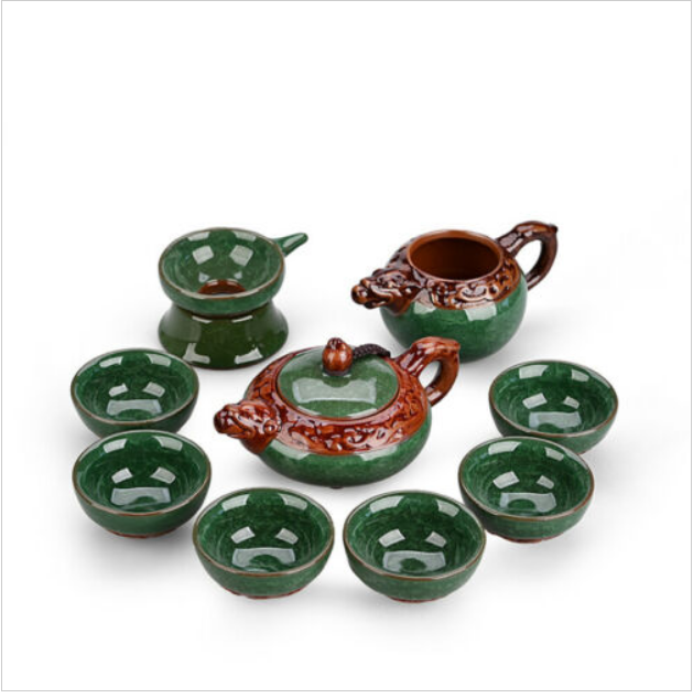 Porcelain tea set crackle glaze ceramic China kung fu tea set tea pot cups set