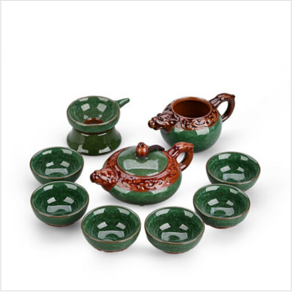 Porcelain tea set crackle glaze ceramic China kung fu tea set tea pot cups set