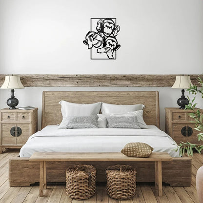 Three Big Mouth Monkeys Metal Wall Decor, Modern Wall Decor Bedroom Decor