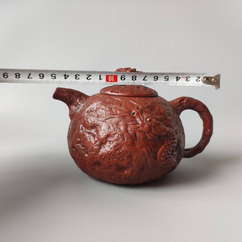 Vintage Chinese Yixing Purple Clay Teapot Zisha Ceramic Carving Dragon Tea Set