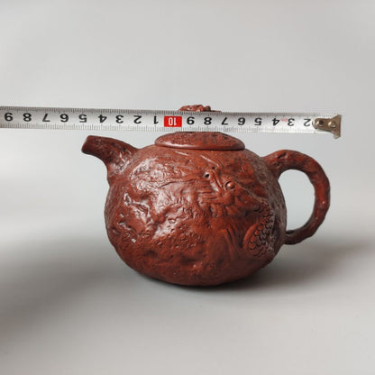 Vintage Chinese Yixing Purple Clay Teapot Zisha Ceramic Carving Dragon Tea Set