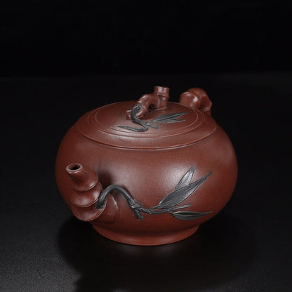 Chinese Yixing Zisha Clay Handmade Exquisite Teapot （竹韵 底款：周桂珍）