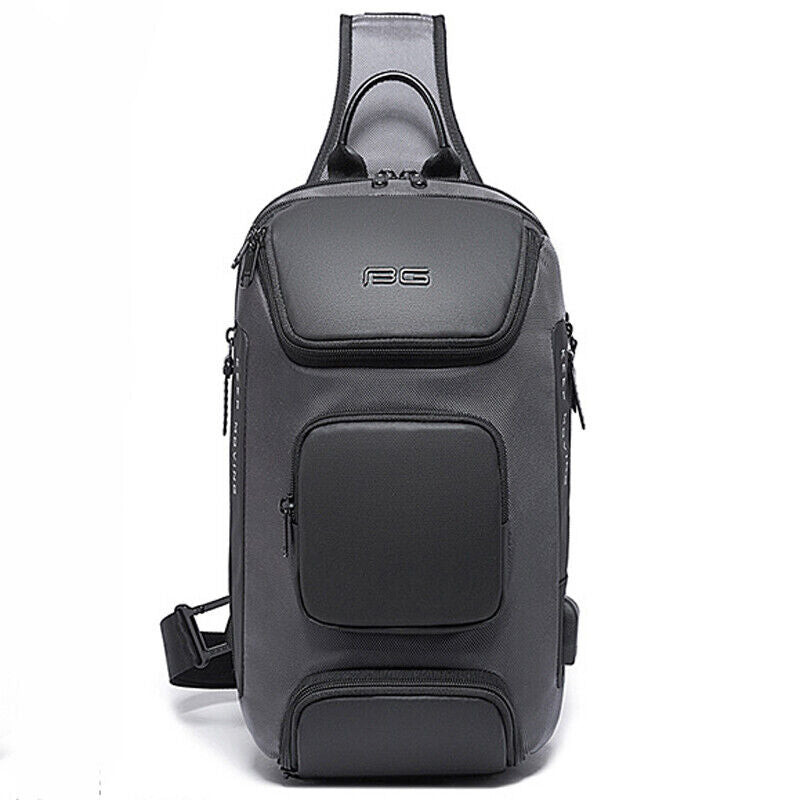 Men's Sling Backpack Oxford cloth Waterproo Crossbody Bags USB Charging Port
