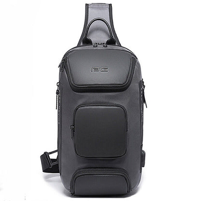 Men's Sling Backpack Oxford cloth Waterproo Crossbody Bags USB Charging Port