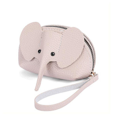 Women PU Leather Elephant Shape Wallet Zipper Coin Mini Purse Key Kard Bag