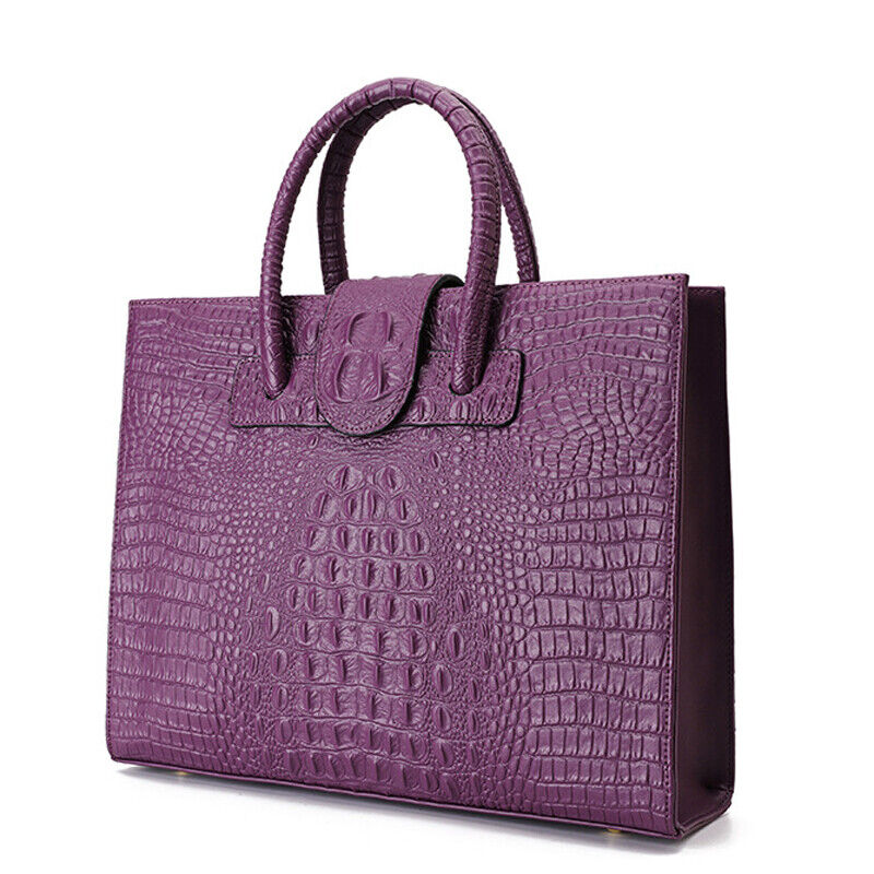100% Genuine Leather Women's Crocodile Handbag Evening Party Bag Satchel Tote