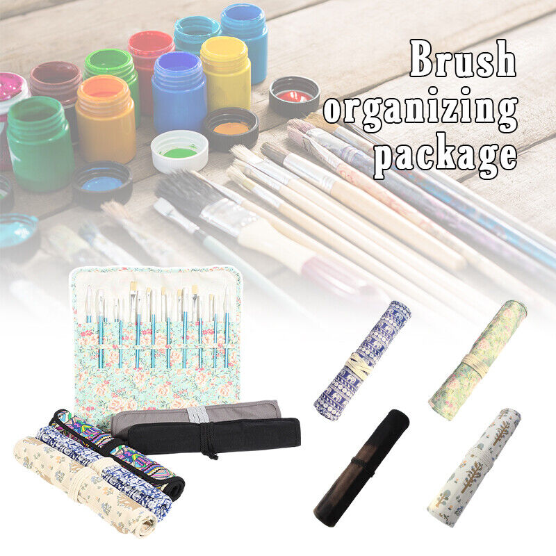 20 Pocket Art Paint Brush Case School Roll Up Pen Holder Canvas Pouch Bag