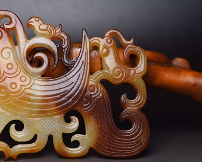 Chinese Natural Hetian Jade Carving Exquisite Bird Statue Figurine Artwork Rare