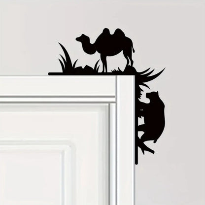 1pc Metal Camel And Bear Decorative Wall Stickers Door Corner Decorations Door