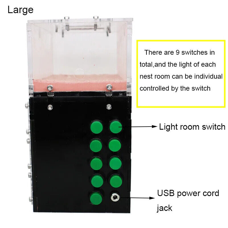 Ant Farm With Independent Lights Control Ecological Insect Anthill Nest Workshop