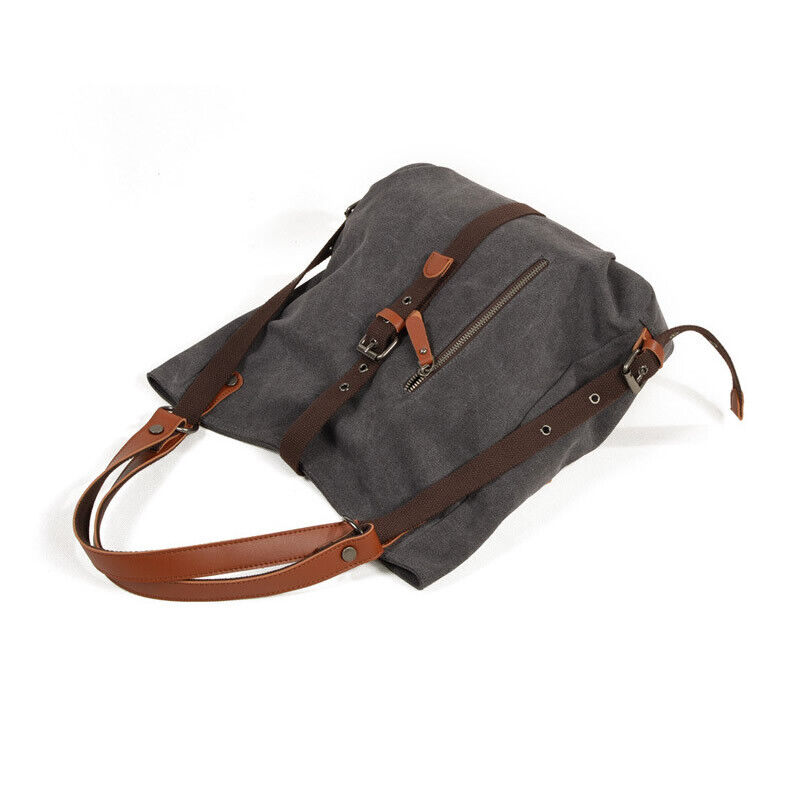 Vintage Convertible Canvas Tab-Over Tote Shoulder Purse Backpack Day bag Bucket