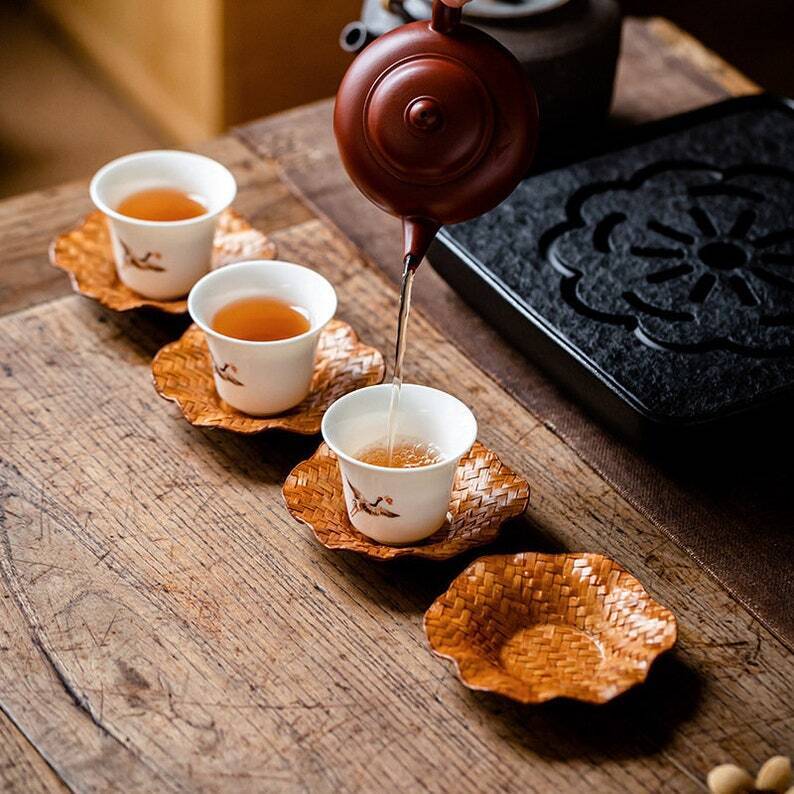 Hand-Woven Bamboo Tea Coasters|Tea Accessories