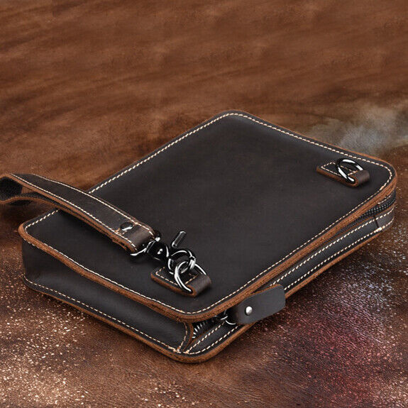 Crazy Horse Leather Business 10" Briefcase Mens Clutch Envelope Bag Shoulder Bag