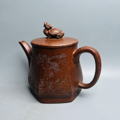 Chinese Yixing Purple Clay Teapot Zisha Ceramic Carving Dragon Turtle Teaware