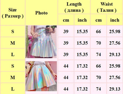 Women Mini Skirt Lycra Lanon Rainbow Fashion Casual Sexy Laser Hight Waist Dress
