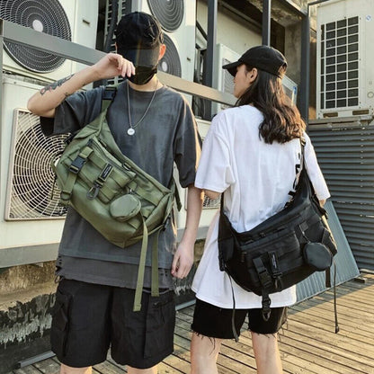 Functional style Shoulder Black Crossbody Bags Men Women's Techwear Postman