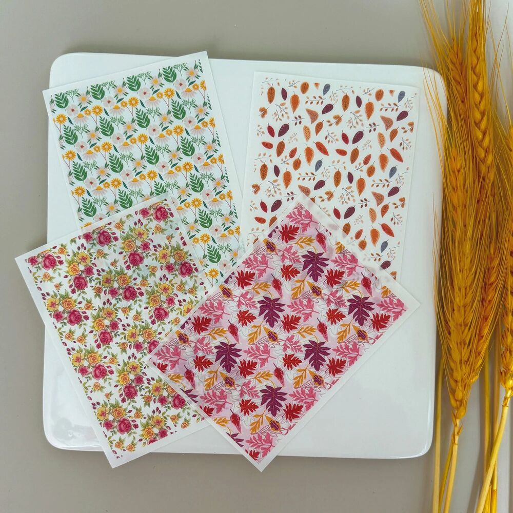 Ceramic Image Transfer Paper Autumn Fern Leaf Rose Flower DIY Dish Making Decals