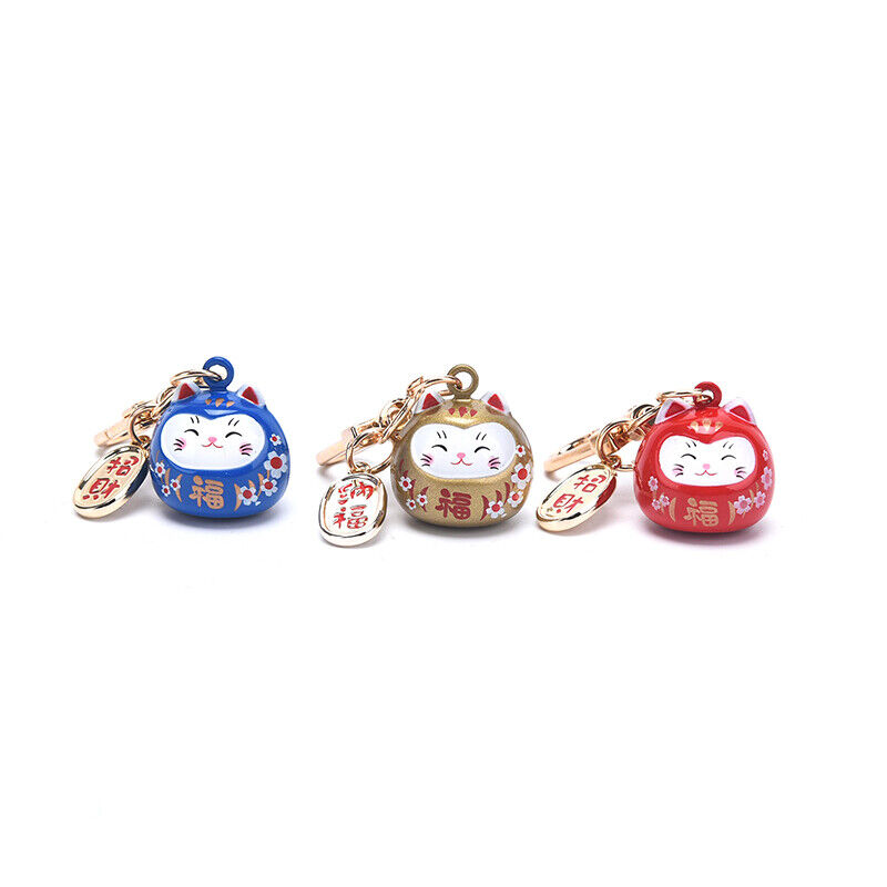 Japanese Cute Lucky Cat KeyChains Car Bag Decor Water Sound Bell Pendent Cha-ca
