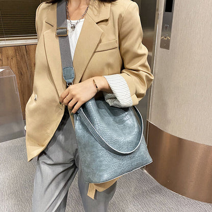 Pattern Crossbody Bags Women PU Leather Shoulder Handbags Bucket Bag