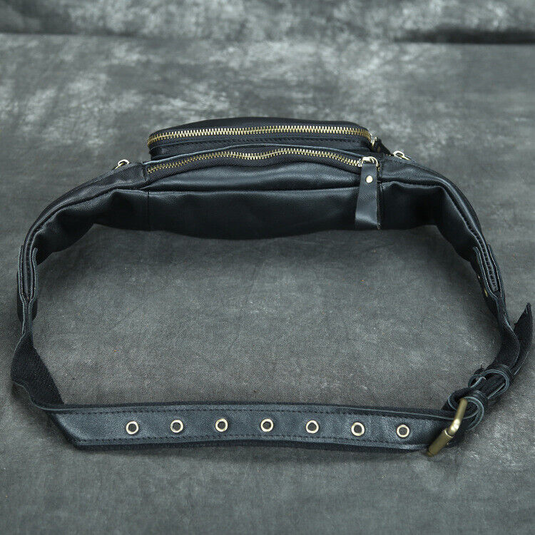Men's Outdoor Genuine Leather Waist Fanny Pack Crossbody Bags Sling Shoulder Bag