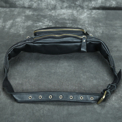 Men's Outdoor Genuine Leather Waist Fanny Pack Crossbody Bags Sling Shoulder Bag