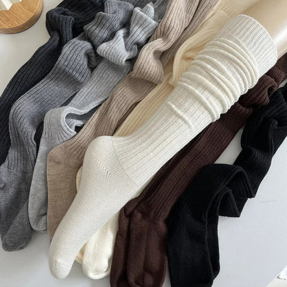 Women Long Socks 1-2 Pairs Wool Cashmere Stockings Girls Autumn Winter Warm Knee