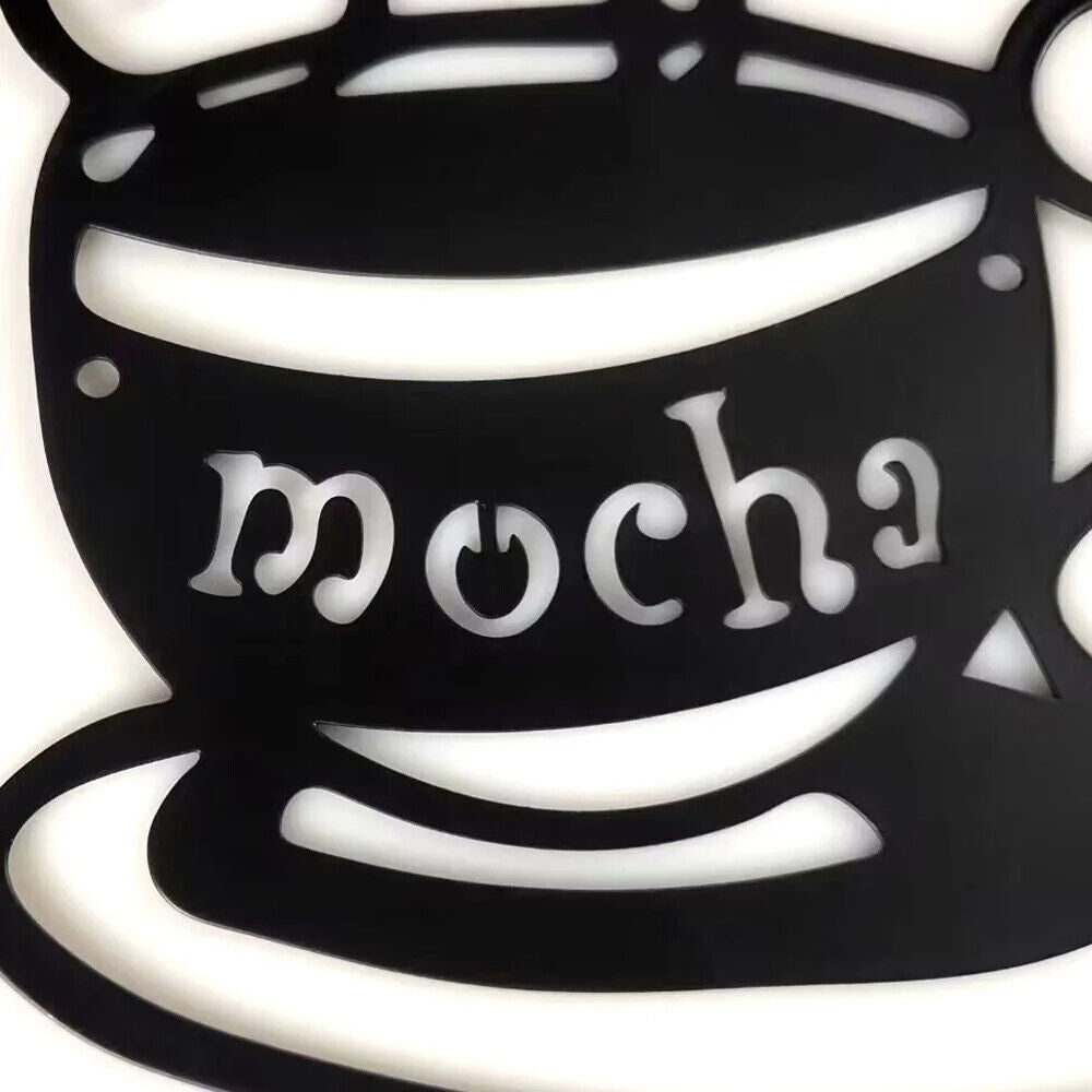 4pcs Coffee Metal Signs Black Silhouette Plaque Dining Room Kitchen Cafe Wall