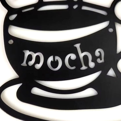 4pcs Coffee Metal Signs Black Silhouette Plaque Dining Room Kitchen Cafe Wall