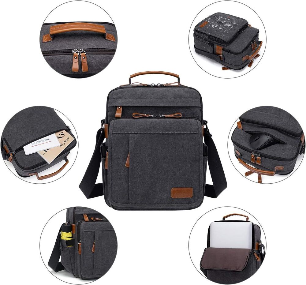 ESTARER Mens Messenger 13.3 inch Laptop Bag, Water-resistant Canvas Computer...