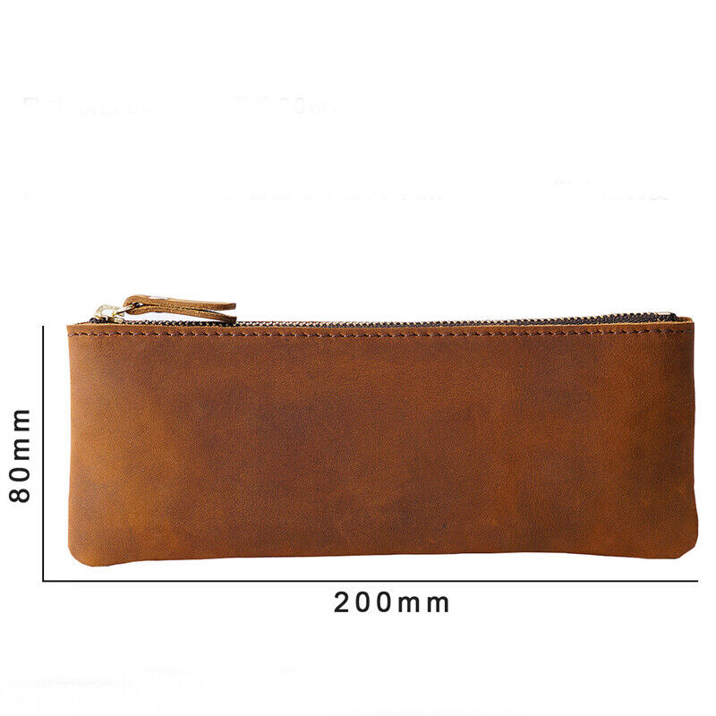 Handmade Crazy Horse Leather Vintage Larege Pen Bag Pencil Case for 5-10 Pens