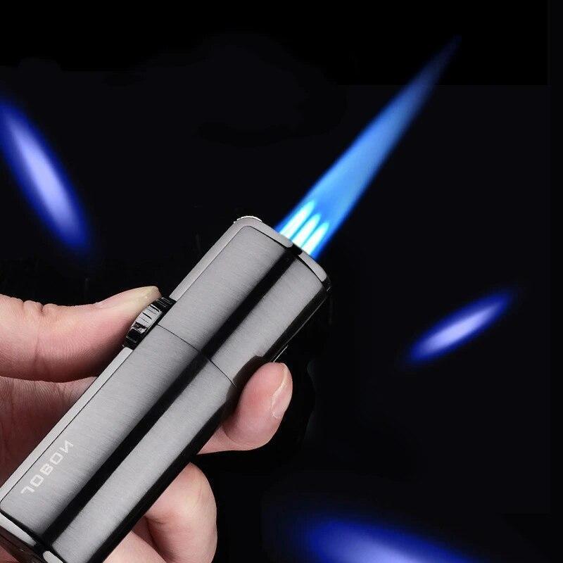 Jobon One Triple Torch Lighter Windproof Gas Butane Jet Flint Lighter 3 Nozzles