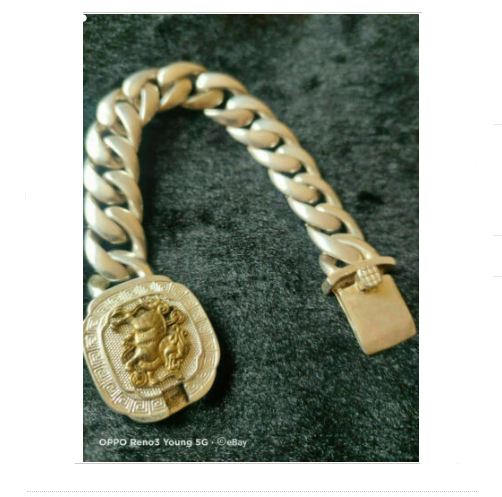 old tibet miao silver hand carving skull Statue bracelet noble gift