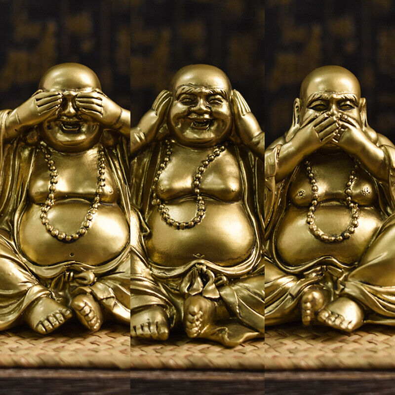 Resin Maitreya Buddha Statue Buddhist Supplies Sculpture Craft Desk Decoration